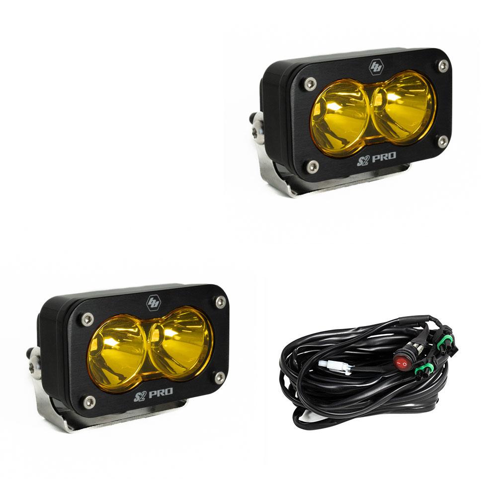 LED Light Pods Baja Amber Lens Work/Scene Pattern Pair S2 Pro Series Baja Designs