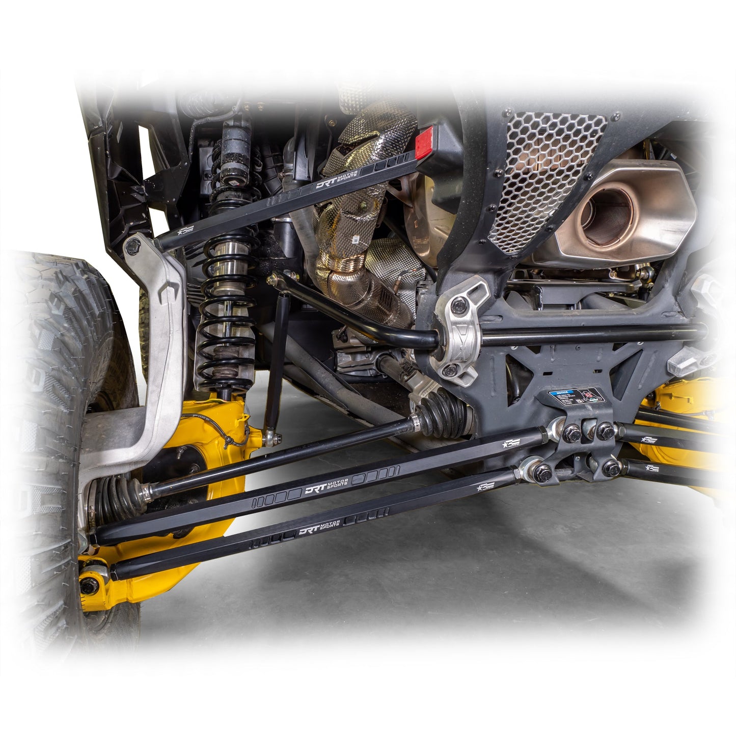 Durable radius rod kit with hex locking bar, improves suspension geometry on Maverick R