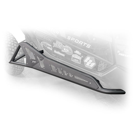 Top Side view of black DRT Tree Kicker installed on Can‑Am Maverick X3 2‑door