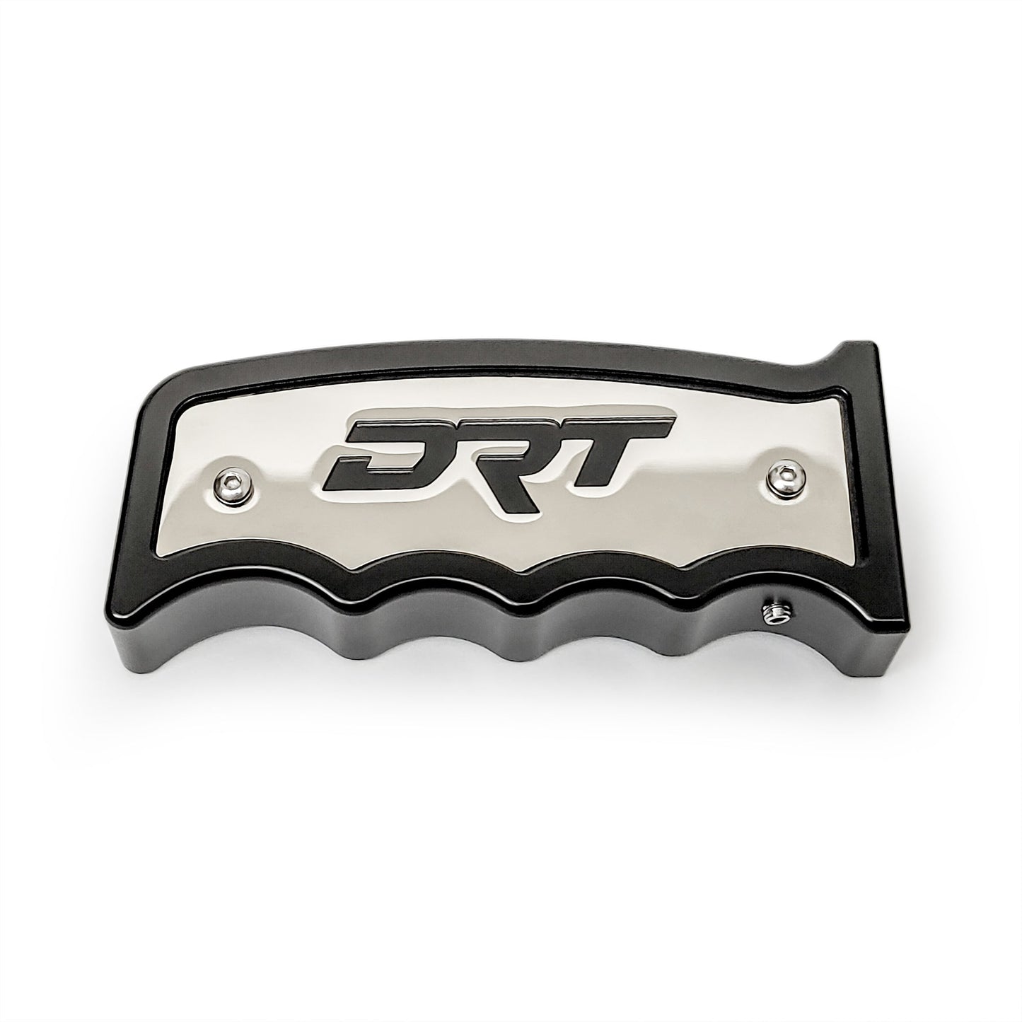 6061-T6 CNC machined aluminum shifter knob V2.0 by DRT, matte black anodized body with stainless trim