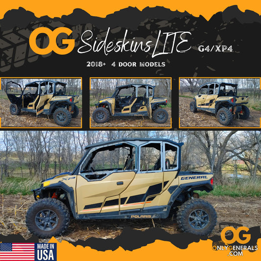 OG Sideskins LITE Hard Upper Doors for Polaris General 4 Seat Models