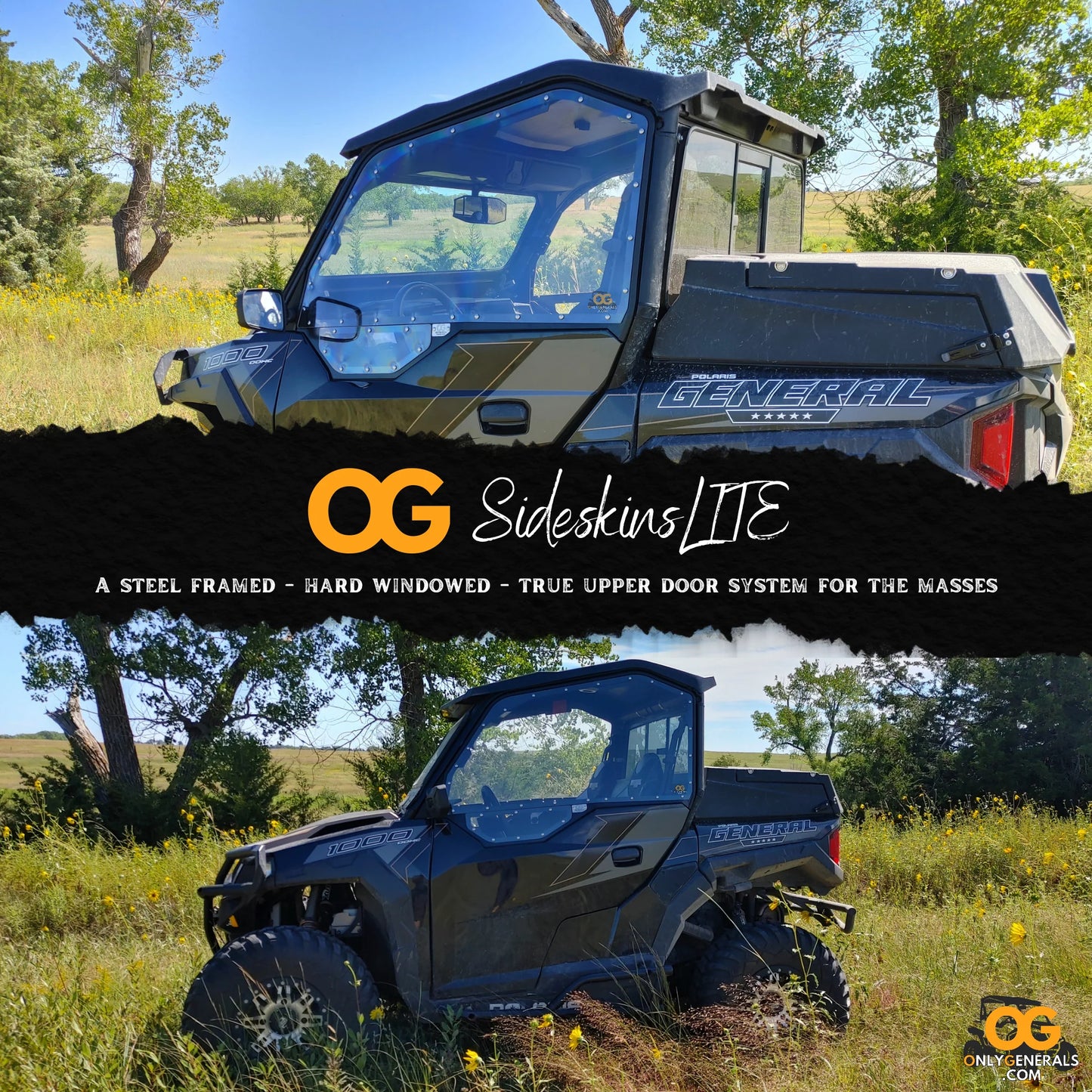 OG Sideskins LITE Hard Upper Doors for the Polaris General 2 Seat Models