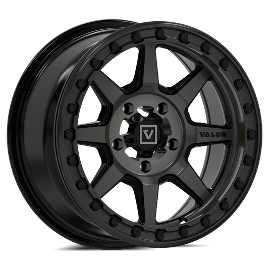 V13 beadlock UTV wheel in dark tint Angle 2 - Valor Offroad