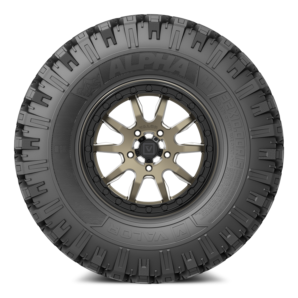 Alpha on 15x7 V15 Bronze UTV Wheel and Tire Kit - Valor Offroad